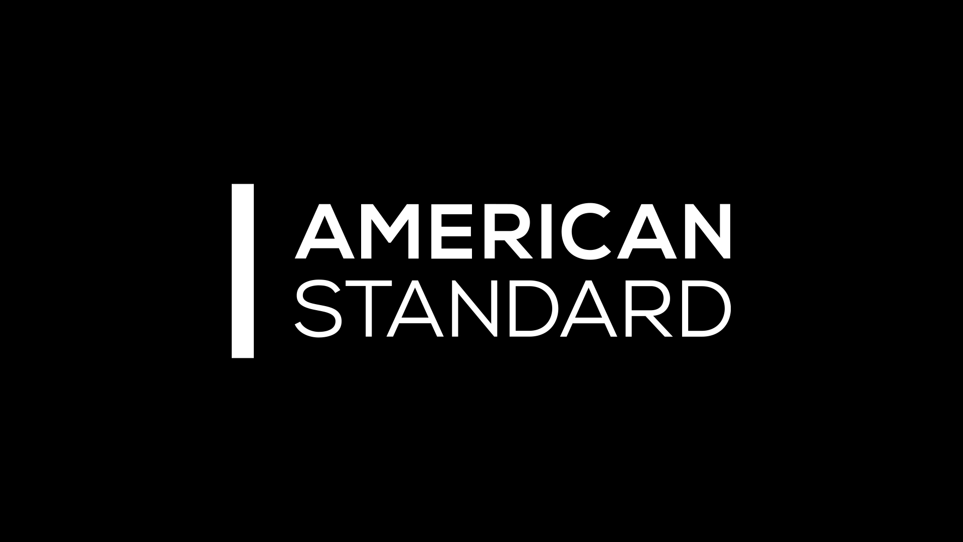 American Standard logo: white wordmark with a vertical white bar on a black background