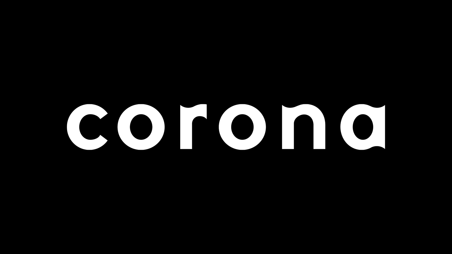 The word corona in large white letters on a black background