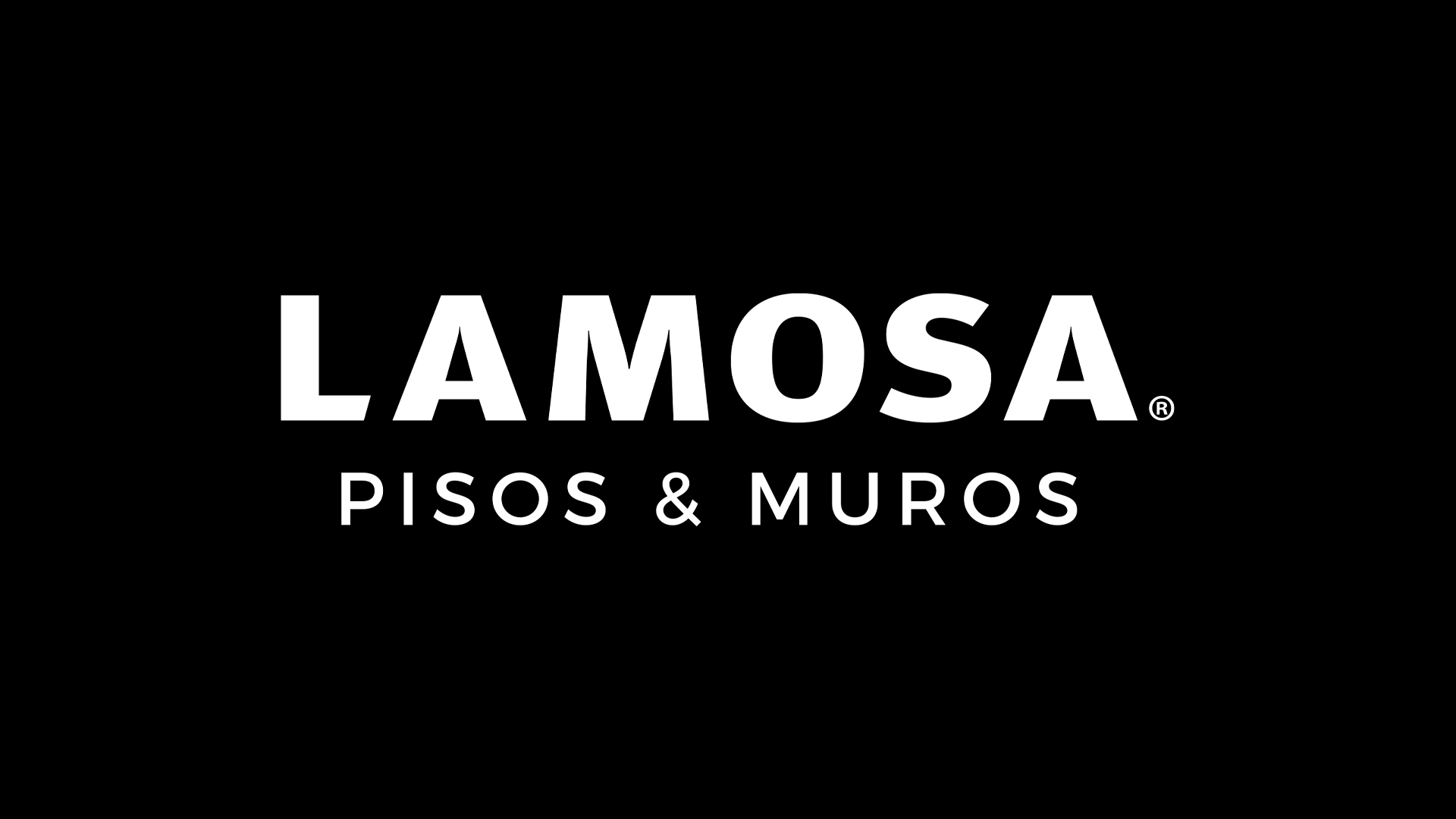 LAMOSA logo with the words PISOS & MUROS in white on a black background