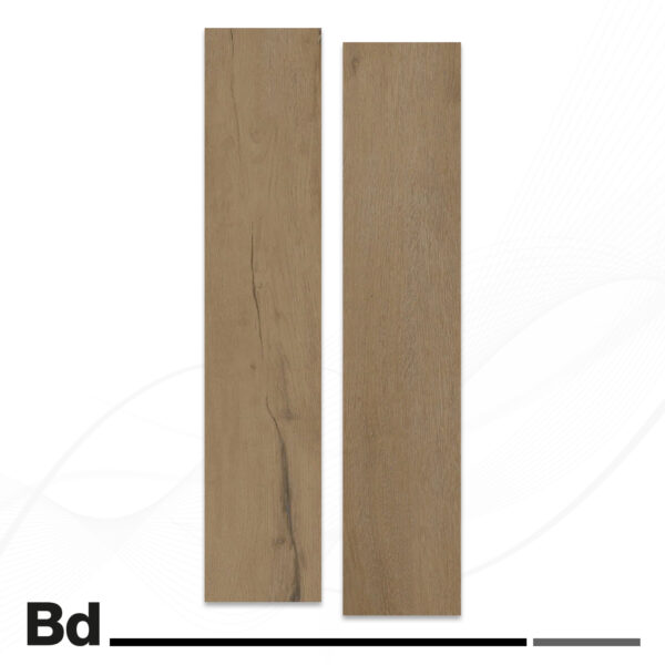 Two vertical brown wood plank samples with visible grain, placed side by side on a white background.